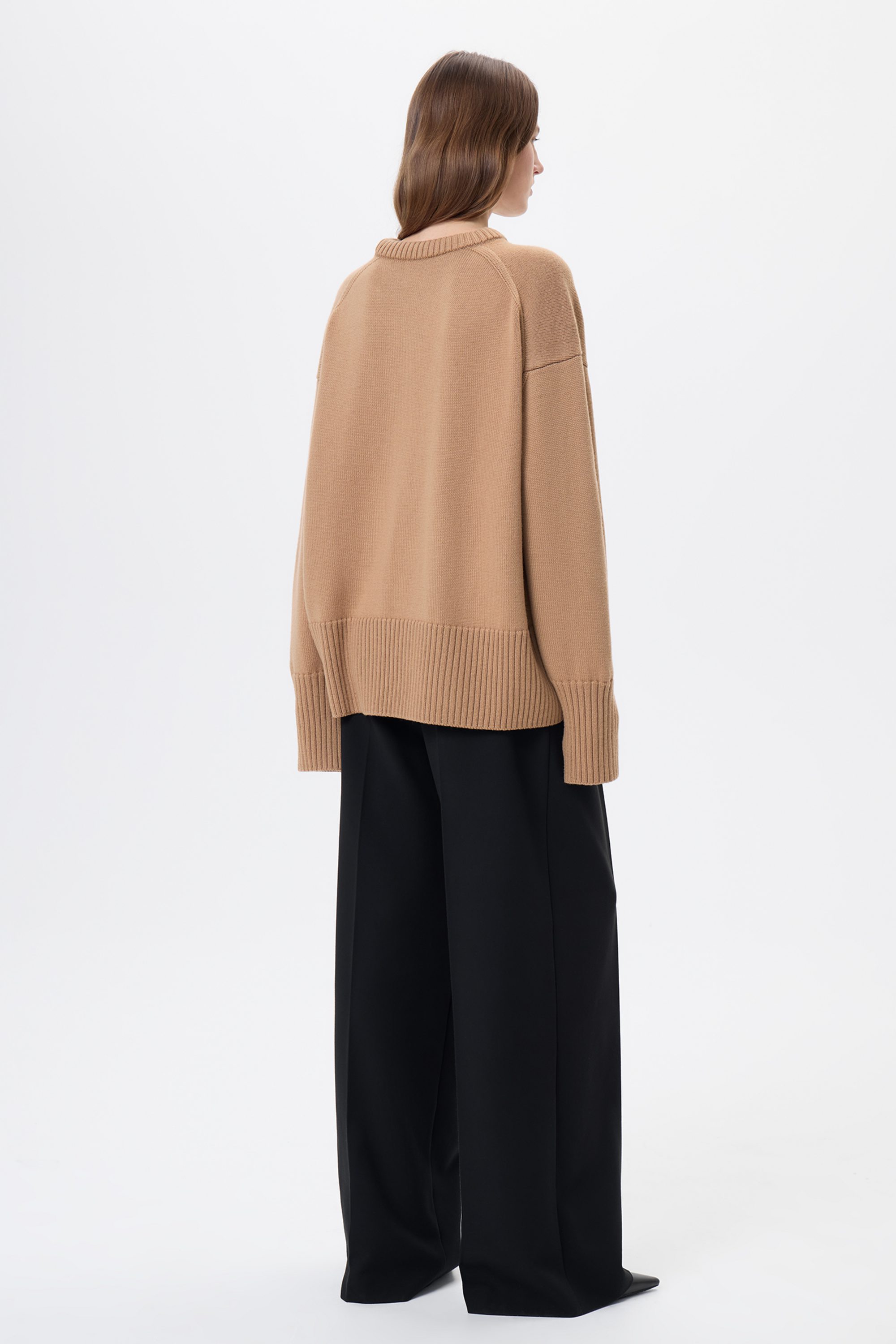 Джемпер бежевый из шерсти мериноса