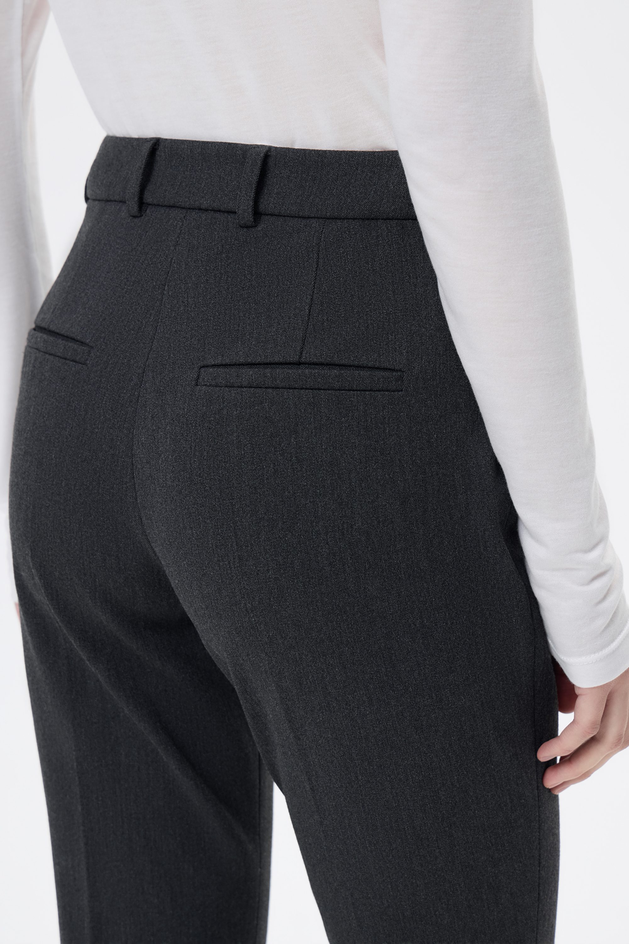 Брюки клеш серые с отстрочкой