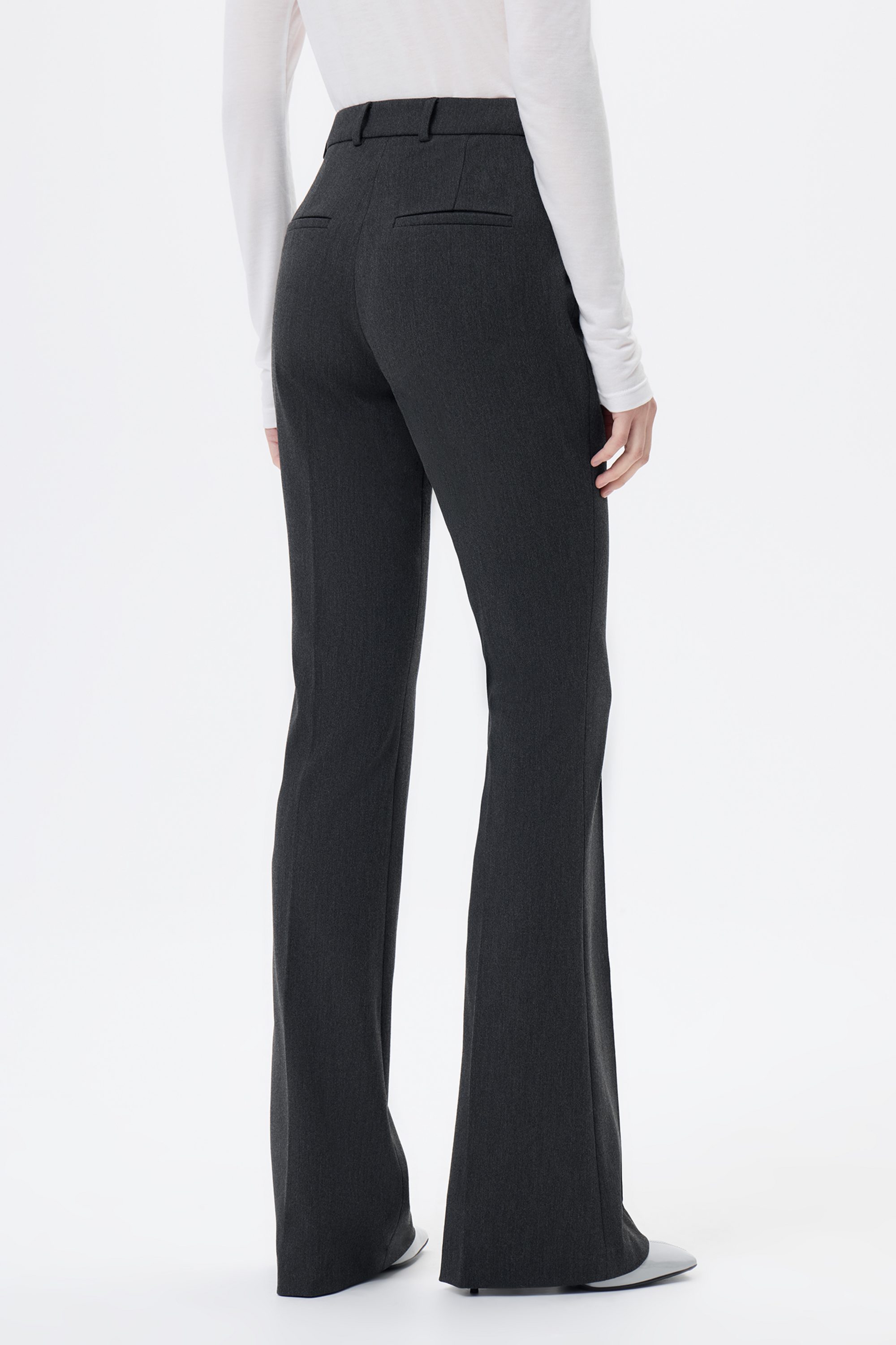 Брюки клеш серые с отстрочкой