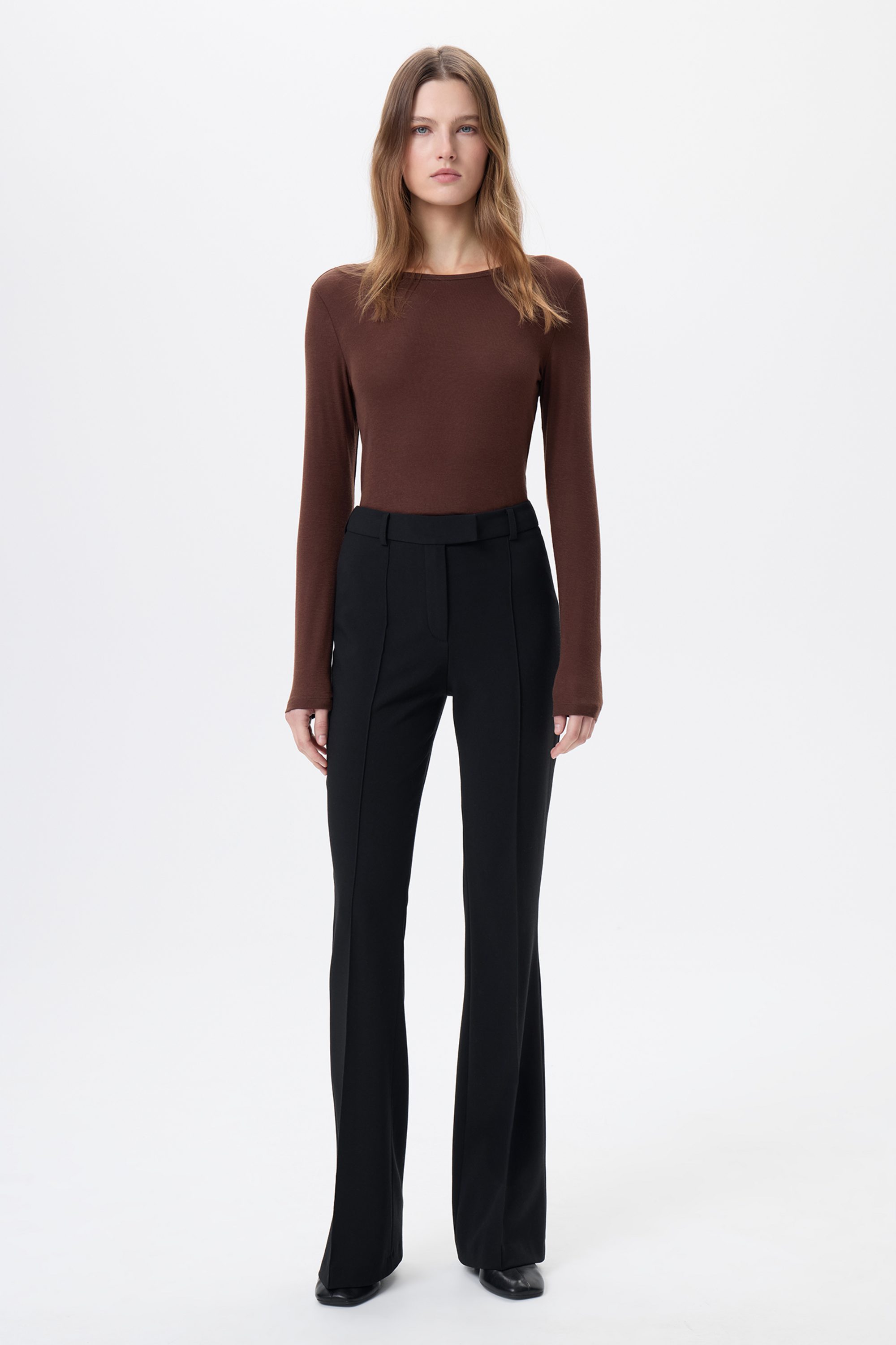 Брюки клеш черные с отстрочкой