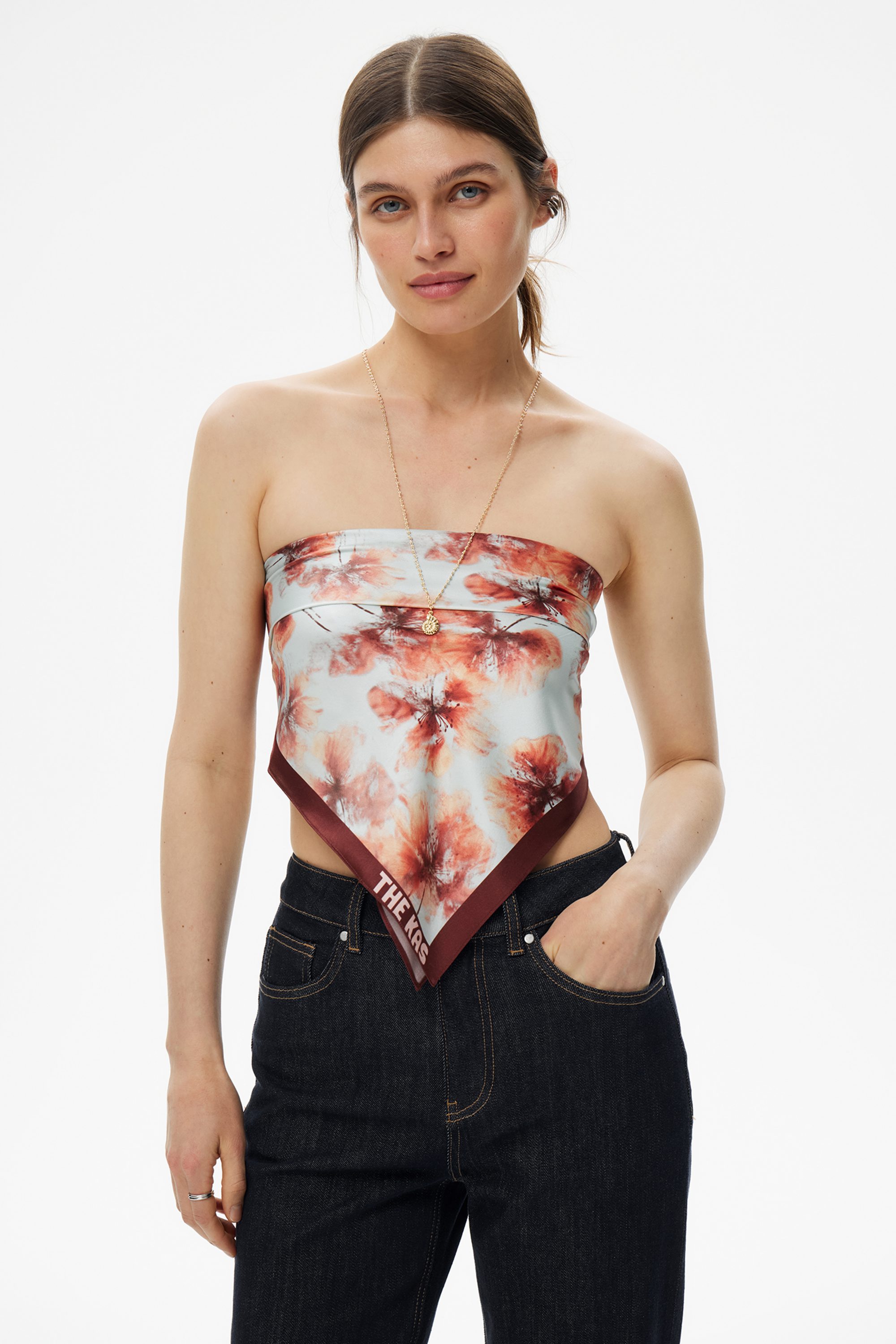 Шелковый платок Fleurs bordeaux