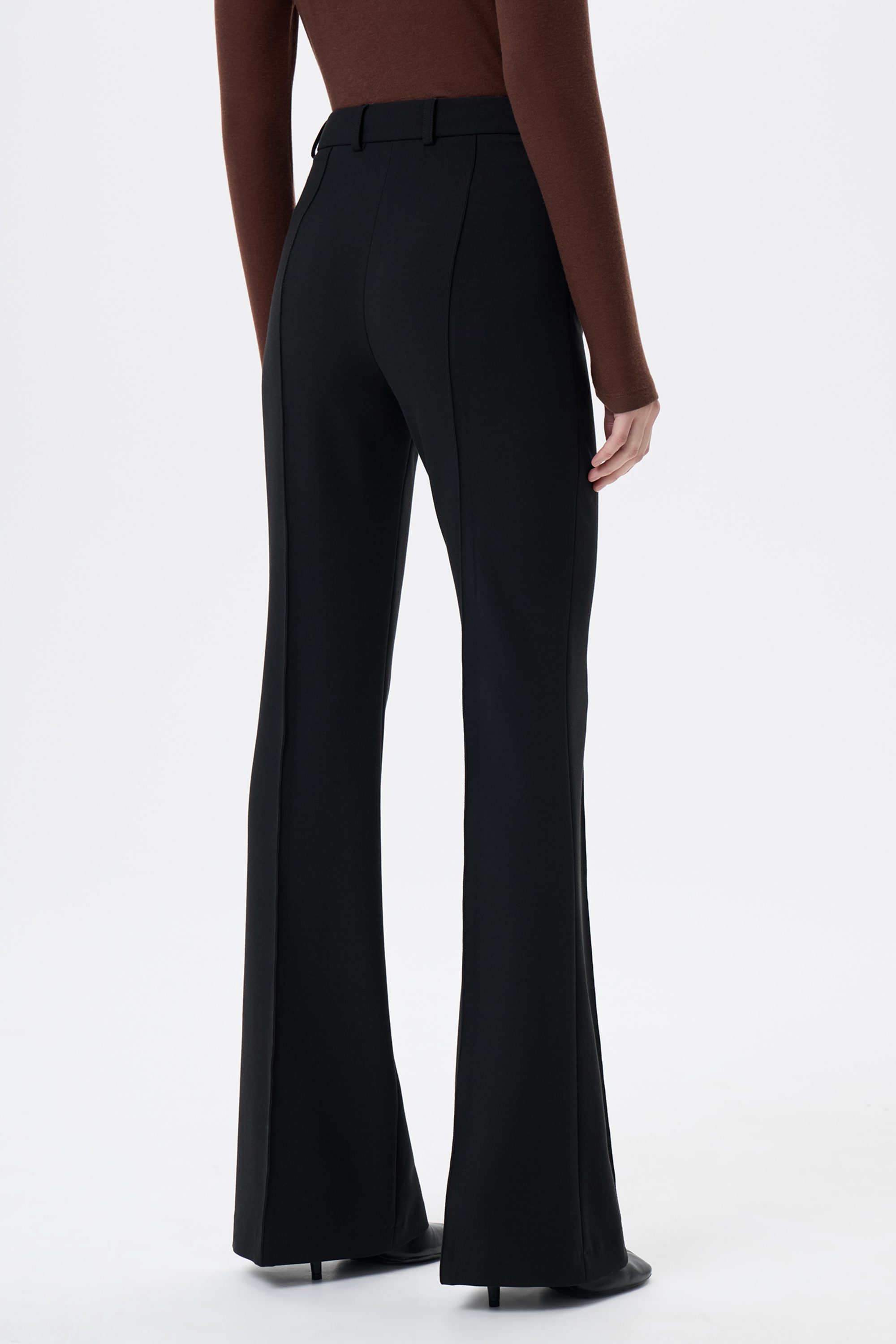 Брюки клеш черные с отстрочкой