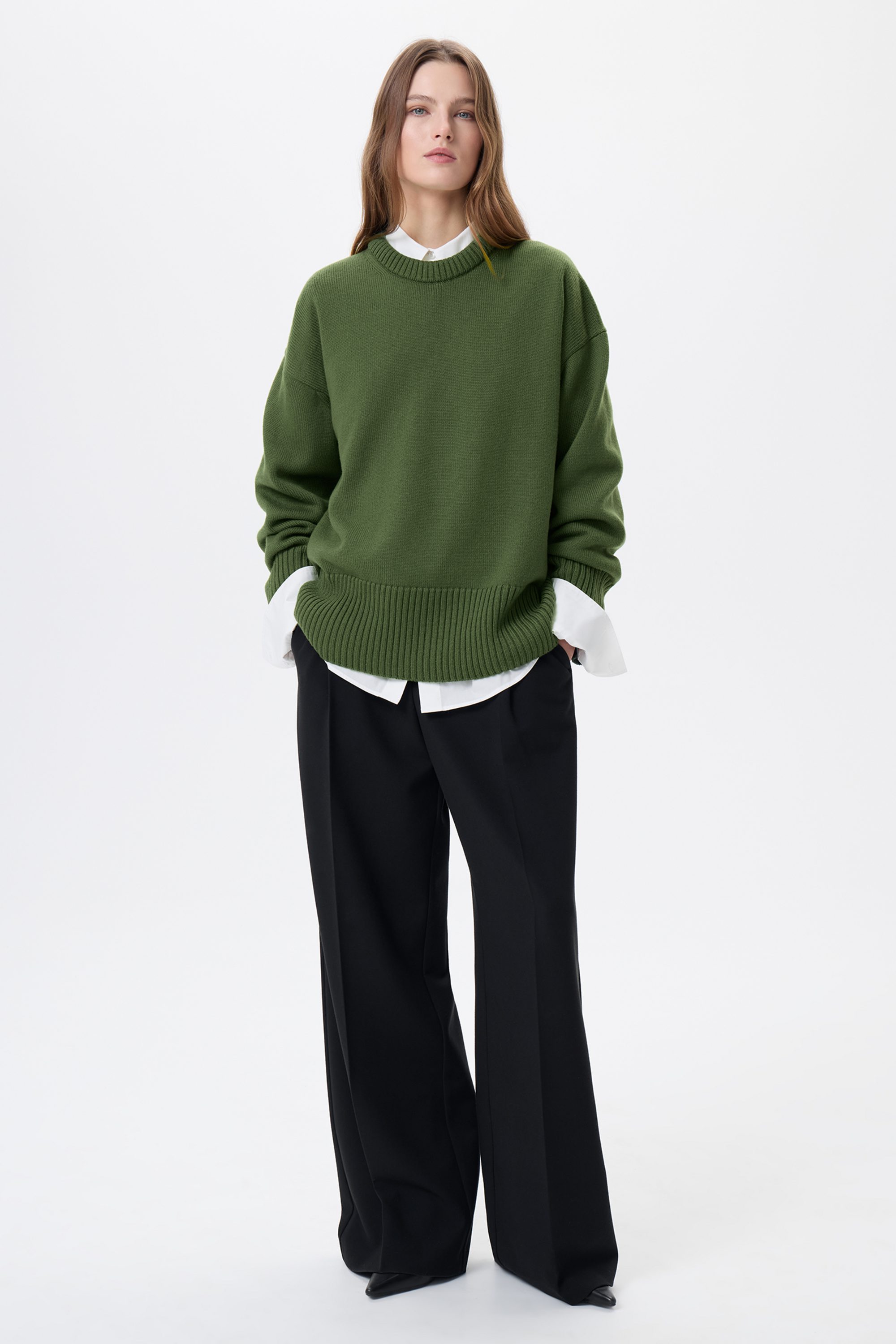 Джемпер зеленый из шерсти мериноса