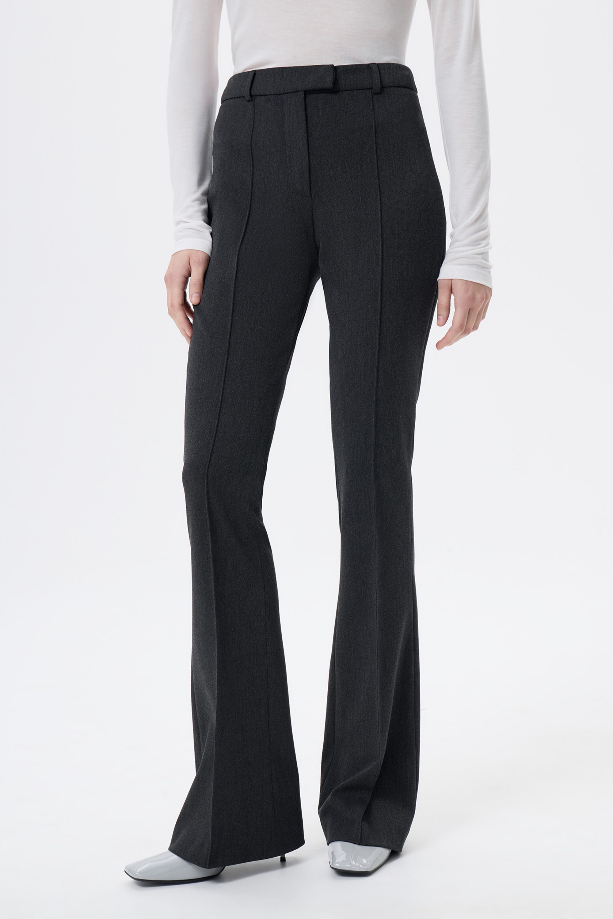 Брюки клеш серые с отстрочкой