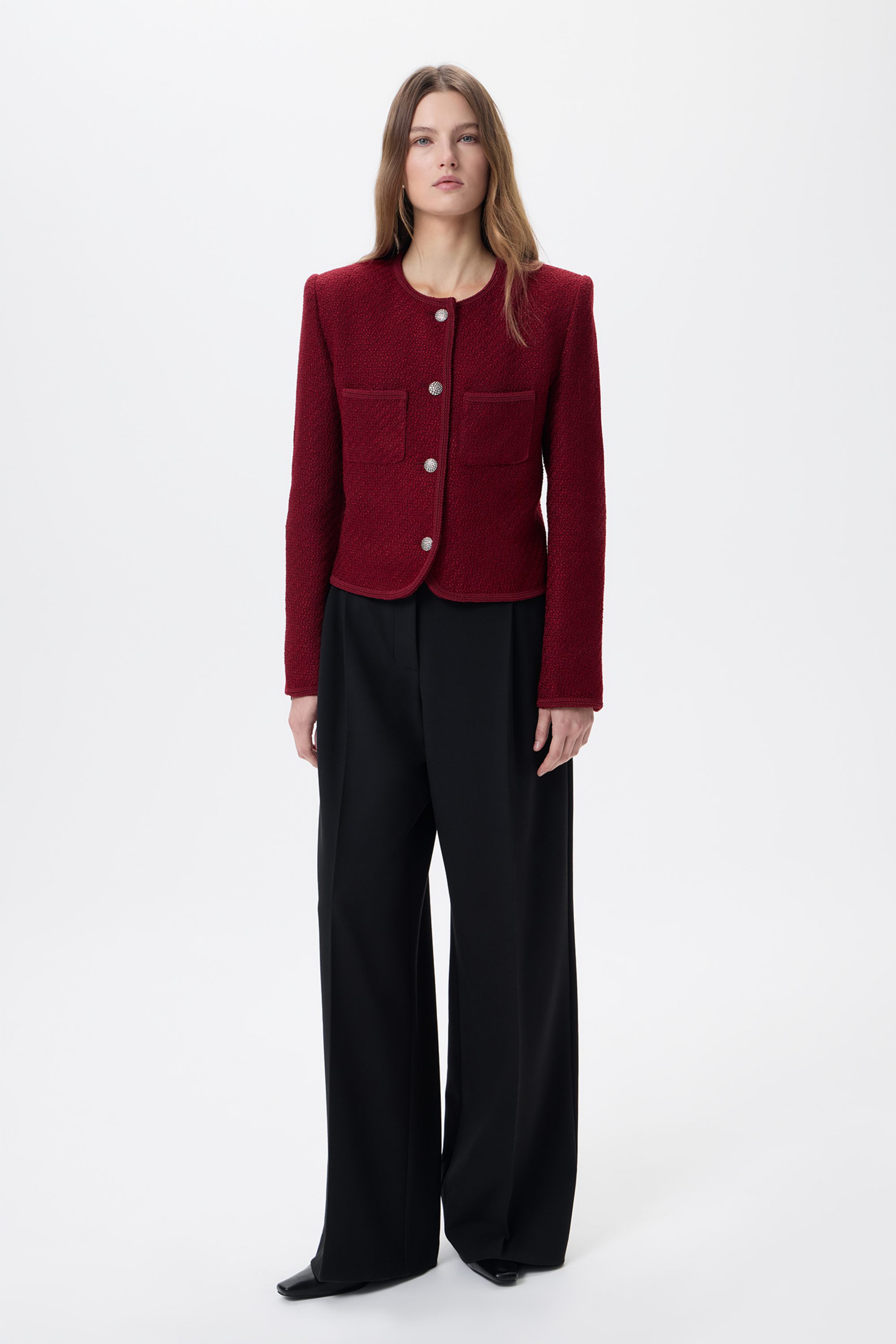 Жакет из твида с накладными карманами