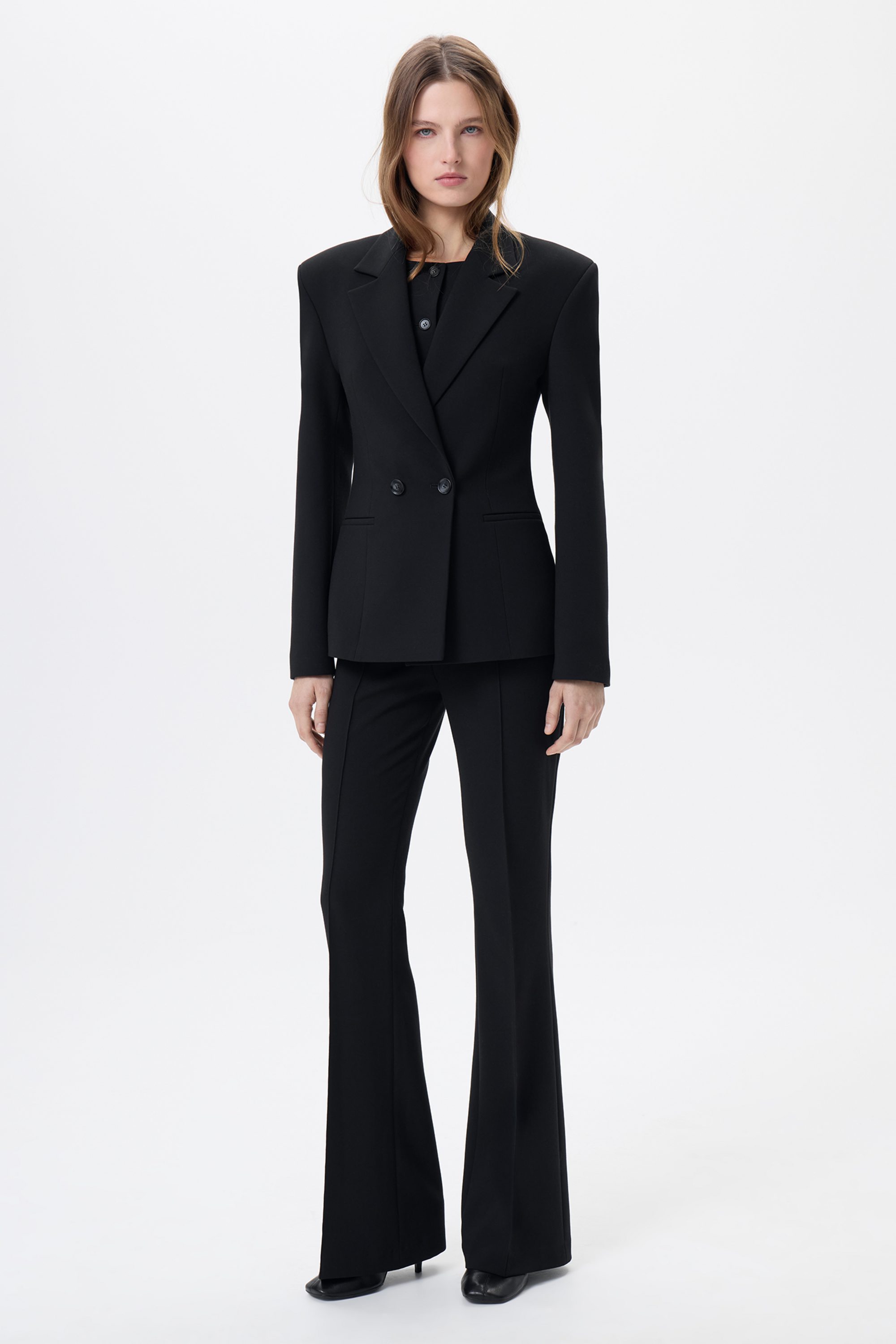 Брюки клеш черные с отстрочкой