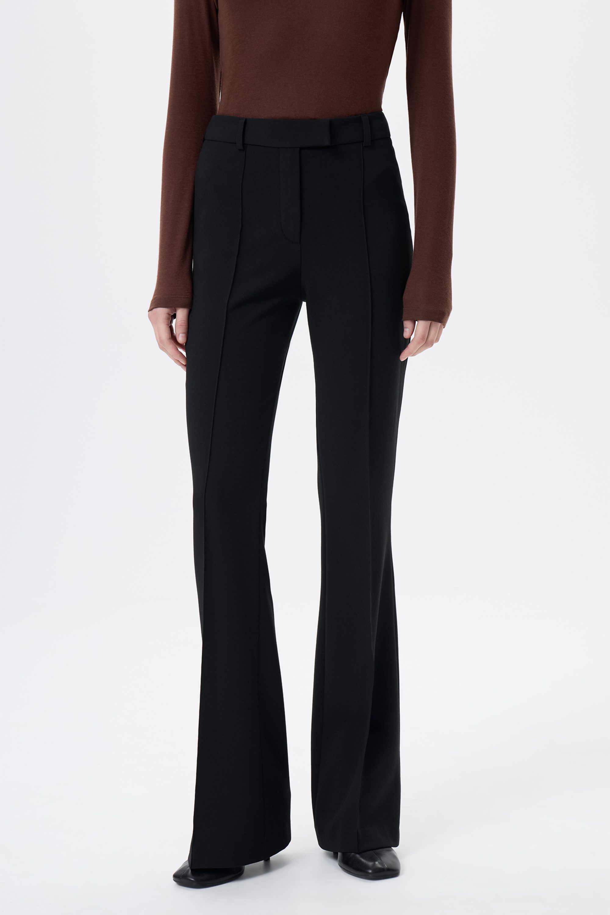 Брюки клеш черные с отстрочкой