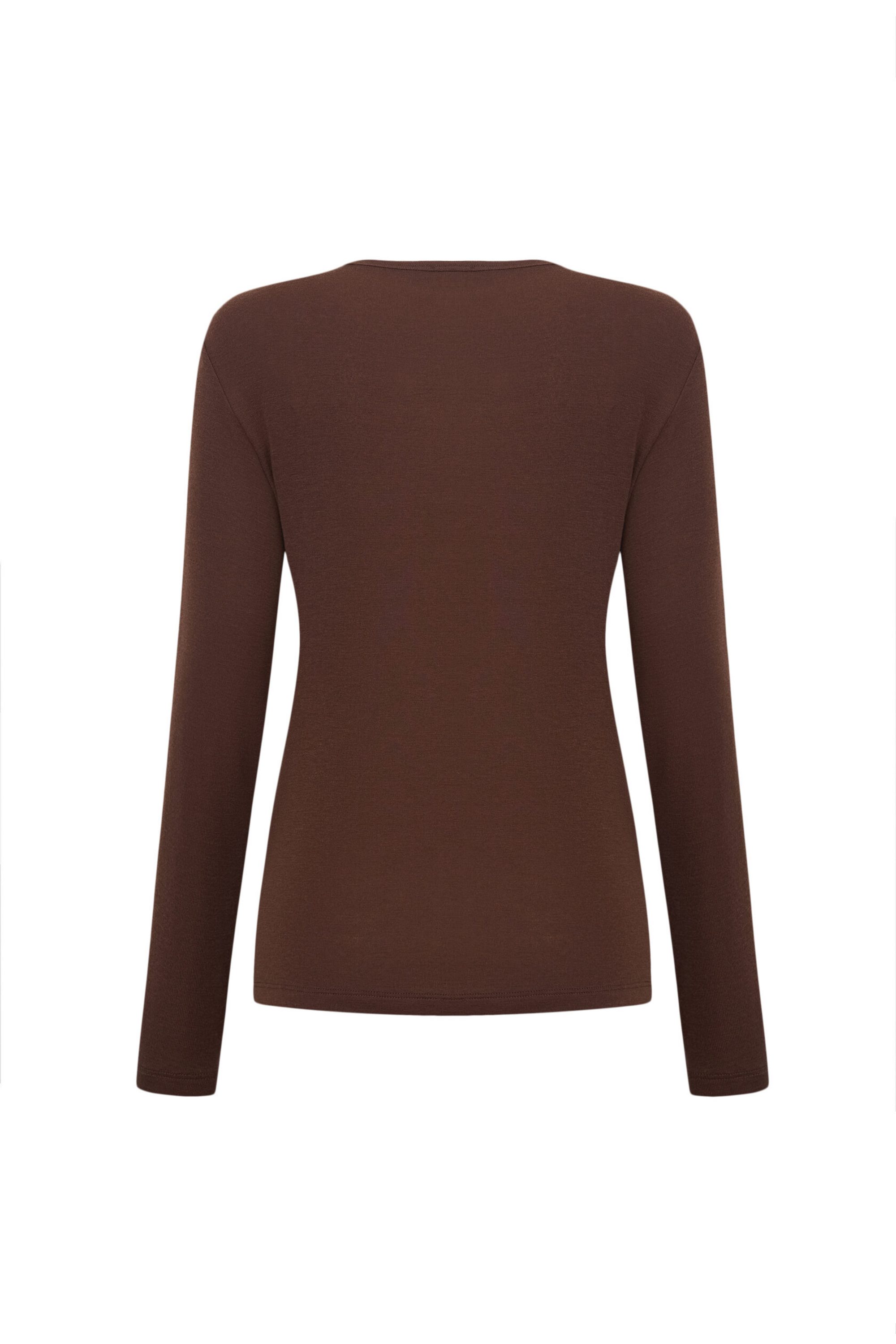 Лонгслив шоколадный из тонкого трикотажа с добавлением шерсти