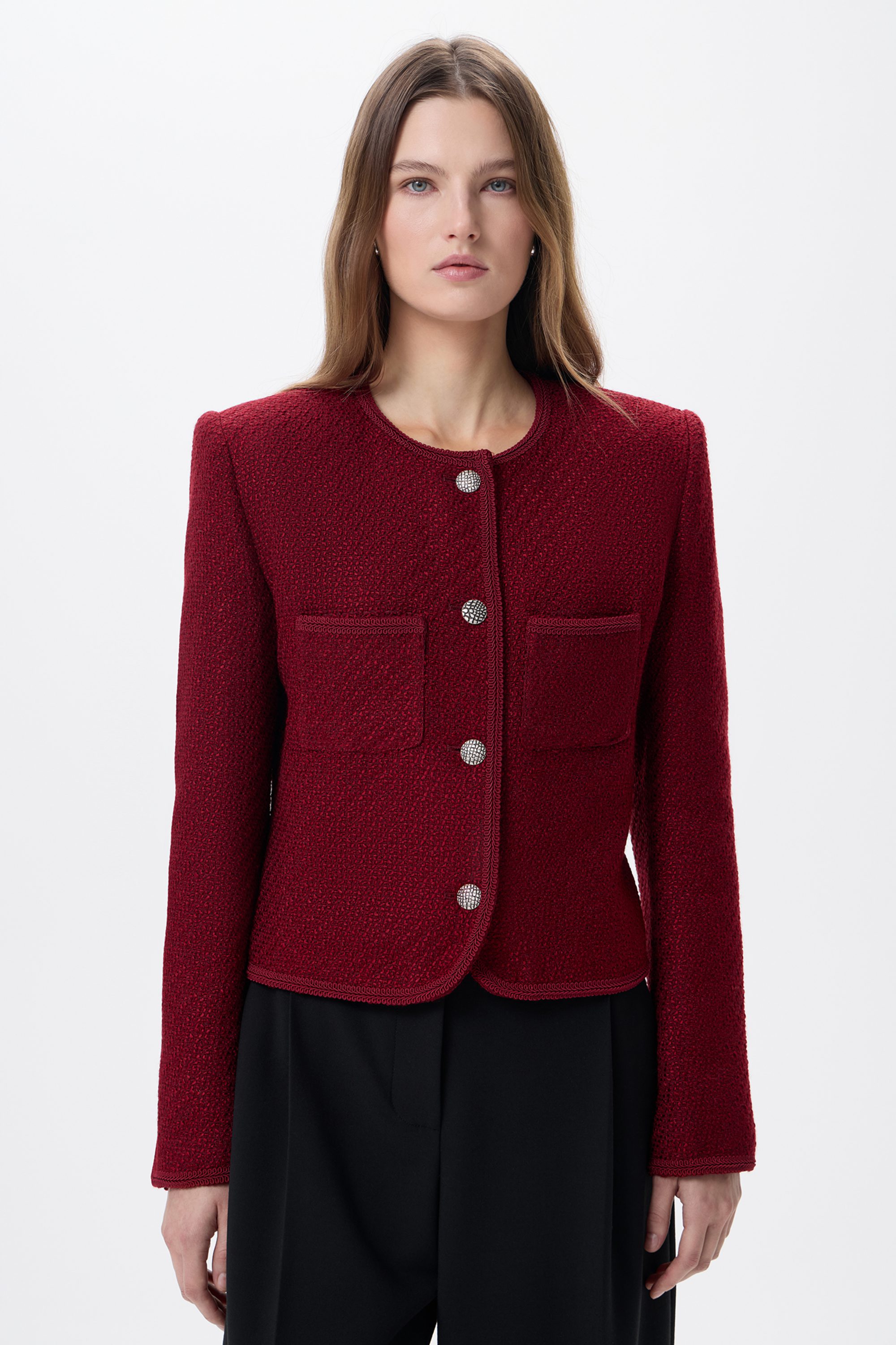 Жакет из твида с накладными карманами