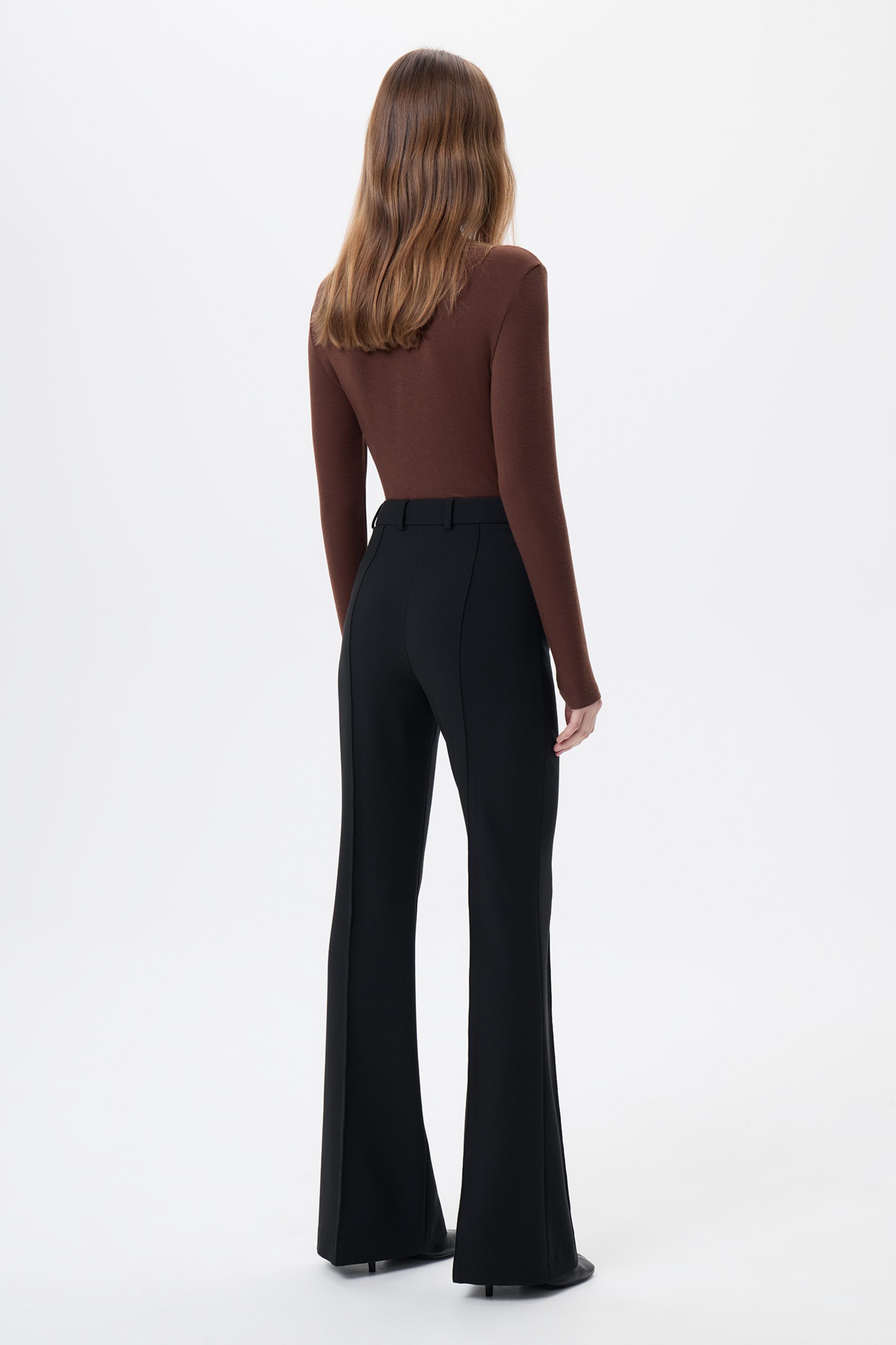 Брюки клеш черные с отстрочкой