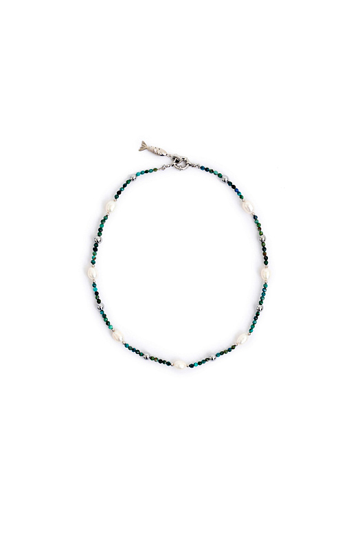 Ожерелье из речного жемчуга и хризаколлы