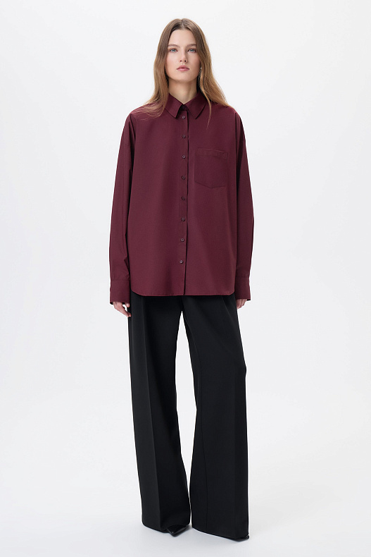 Рубашка бордовая хлопковая оверсайз