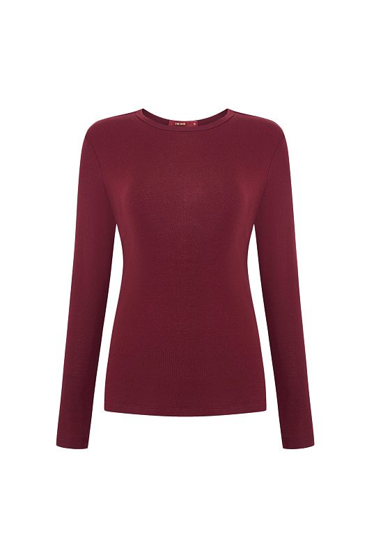 Лонгслив бордовый из тонкого трикотажа с добавлением шерсти