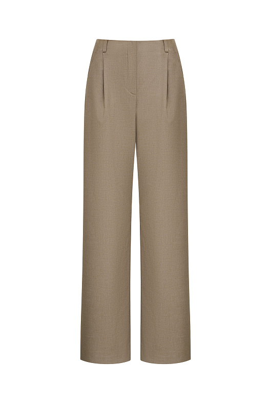 Брюки бежевые с защипами свободного силуэта