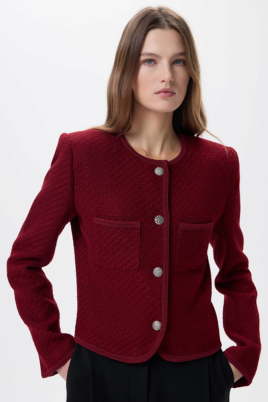 Жакет из твида с накладными карманами