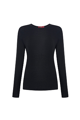 Лонгслив черный из тонкого трикотажа с добавлением шерсти