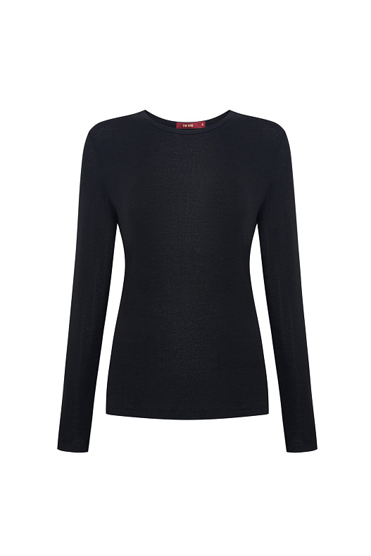 Лонгслив черный из тонкого трикотажа с добавлением шерсти