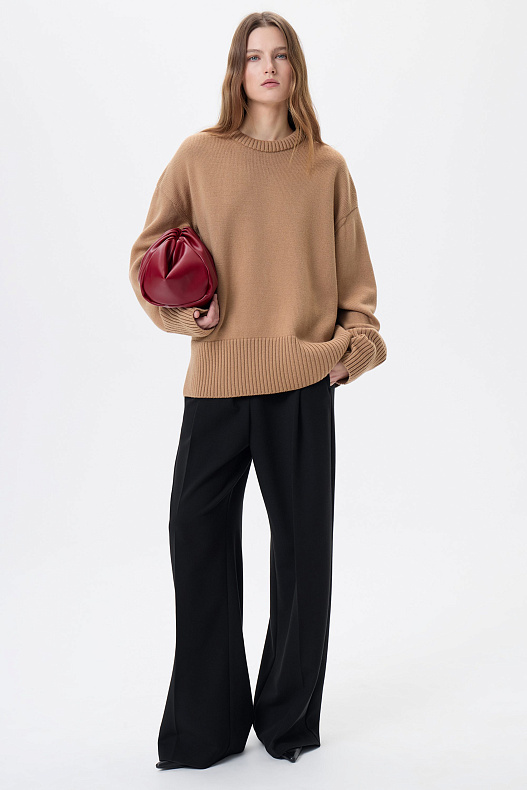 Джемпер бежевый из шерсти мериноса