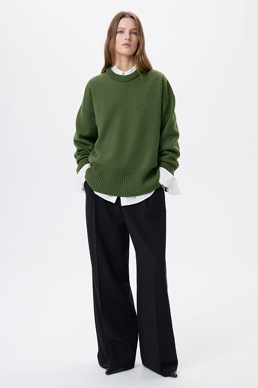 Джемпер зеленый из шерсти мериноса