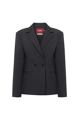 Жакет двубортный приталенный серый