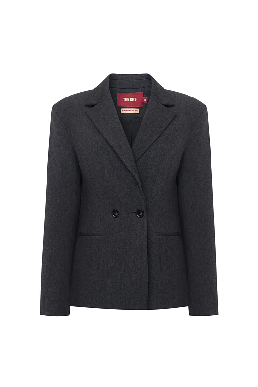 Жакет двубортный приталенный серый