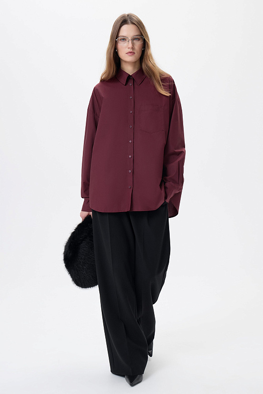 Рубашка бордовая хлопковая оверсайз