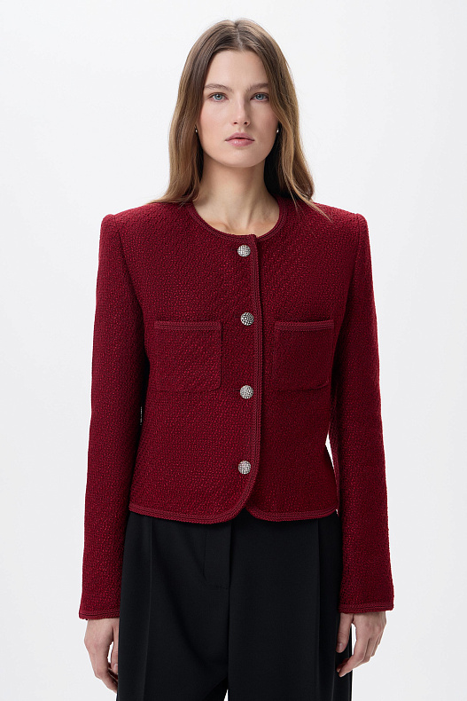 Жакет из твида с накладными карманами